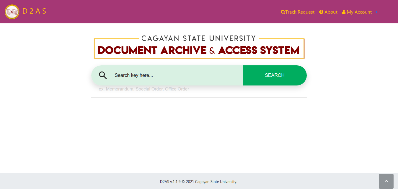 Screenshot of Document Archive and Access System (DAAS)