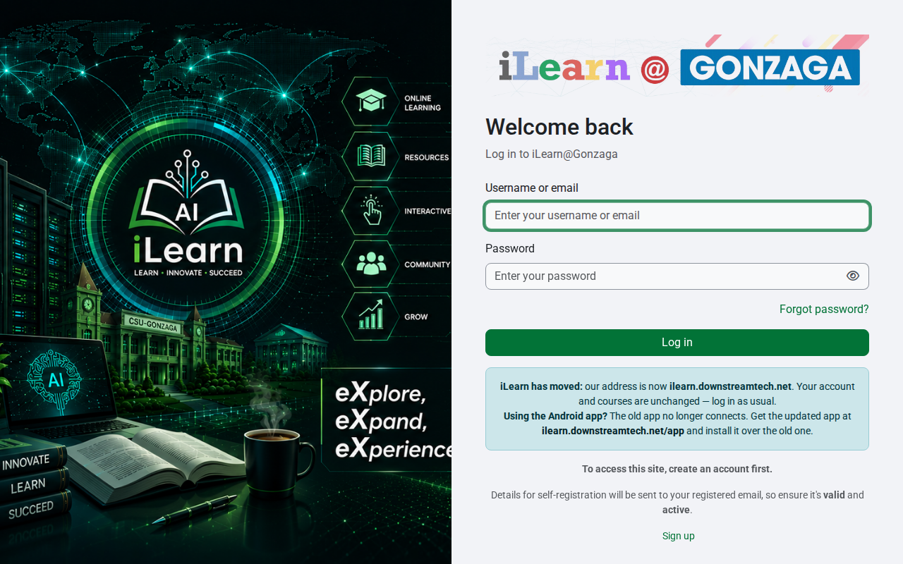 Screenshot of iLearn@Gonzaga